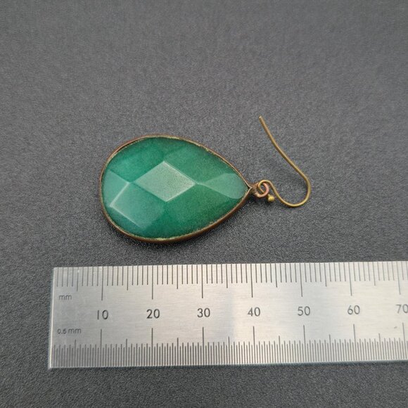 Copper Faceted Semi Precious Stone Large Dangle Earrings A6288 - Picture 4 of 5